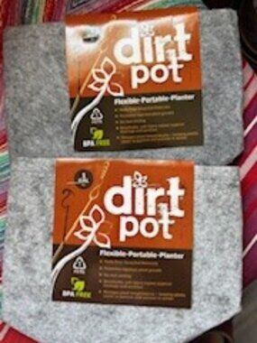 Two DirtPots for home gardening, breathable fabric, 6" diameter X 7.5" tall.